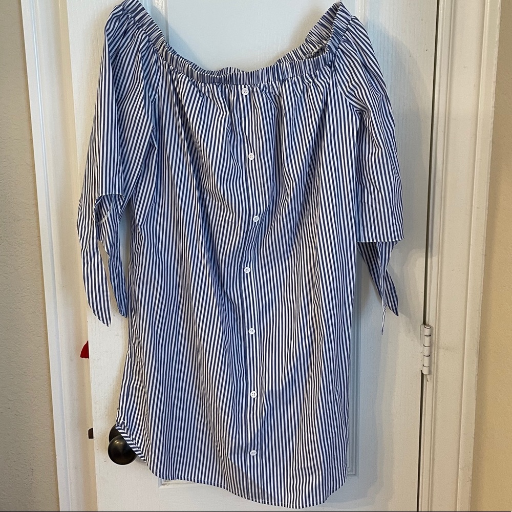Off the shoulder shirt dress